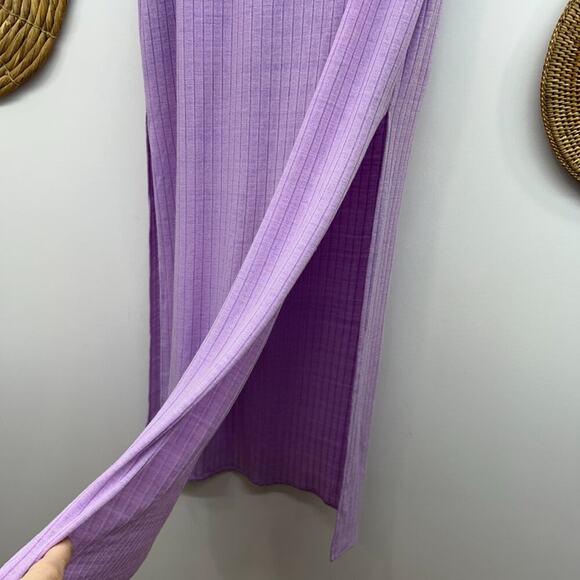 Free People Purple Ribbed Soft Knit Side Slit Long Maxi Skirt Small Beach Boho - Picture 6 of 7